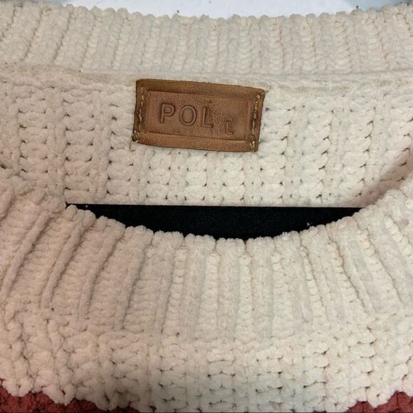 POL Distressed Chenille Striped Crew Neck Sweater Size L W10 - Picture 7 of 7